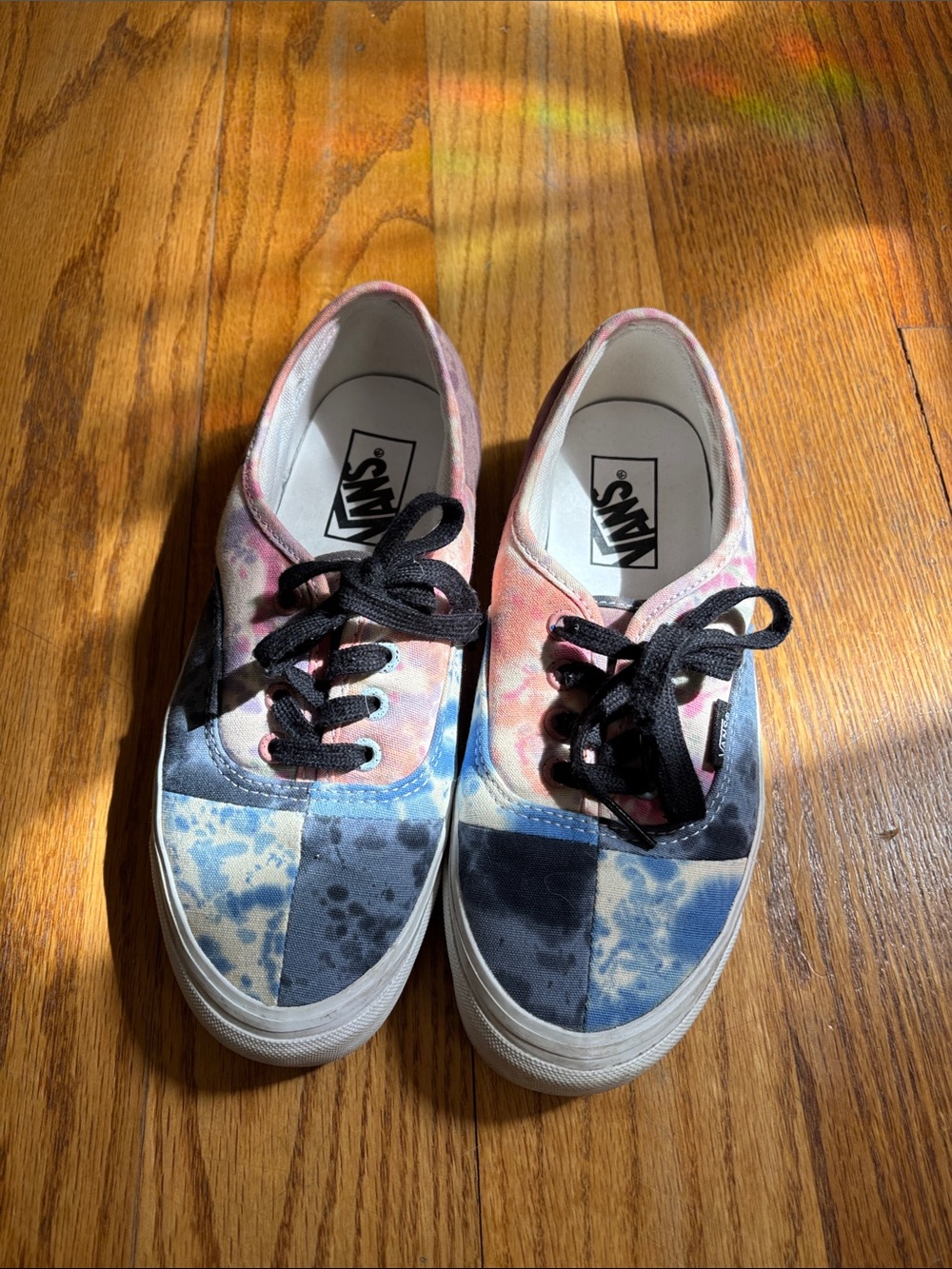 Vans Low Top Tie-Dye Checkerboard Sneakers - Pink Blue Black